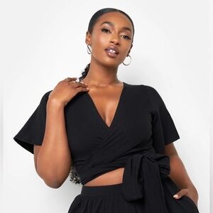 Big Risk Wrap Around Kimono Crop Top - Black Rebdolls size 4x plus size